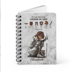 Personalized Woman Warrior Put On The Full Armor Of God Ephesians 6:10, Daughter Of God Spiral Journal