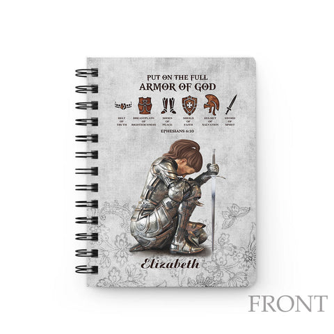 Personalized Woman Warrior Put On The Full Armor Of God Ephesians 6:10, Daughter Of God Spiral Journal