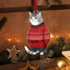 Personalized Funny Cat Haging Christmas Tree Acrylic Ornament