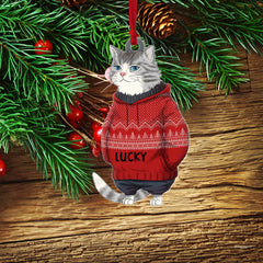 Personalized Funny Cat Haging Christmas Tree Acrylic Ornament