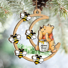 Personalized Mama Honey Bear Winnie The Pooh Christmas 2 Layered Mix Ornament