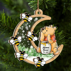 Personalized Mama Honey Bear Winnie The Pooh Christmas 2 Layered Mix Ornament