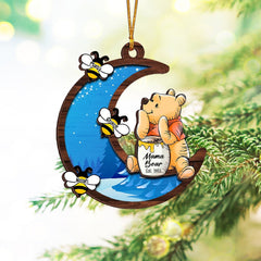 Personalized Mama Honey Bear, Winnie The Pooh 2-Layer Wooden Ornament