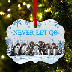 Personalized The Family Warrior Never Let Go Wooden Ornament