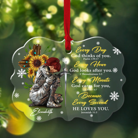 Personalized Woman Warrior Of God Everyday God Thinks Of You Acrylic Ornament