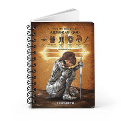 Personalized Woman Warrior Put On The Full Armor Of God Ephesians 6:10 Spiral Journal