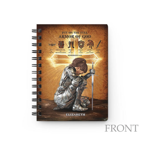 Personalized Woman Warrior Put On The Full Armor Of God Ephesians 6:10 Spiral Journal