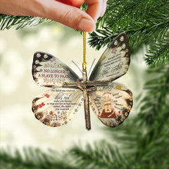 Acrylic/Wood Ornament God Christian Butterfly With Cross Romans 8:15